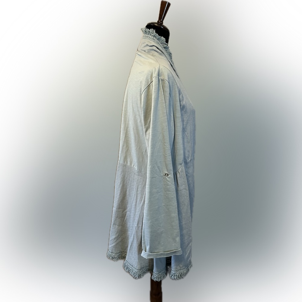 Simply Noelle Ruffled Open Cardigan in Caribbean Green Cove size L/XL - Picture 4 of 13